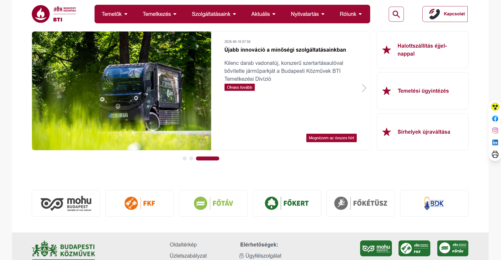 Budapesti Közművek BTI Temetkezési Divízió - Főoldal