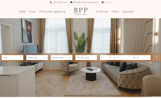Budapest Property - ingatlan közvetítői weboldal - főoldal