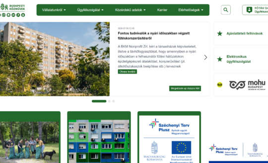 Budapesti Közművek - weboldal készítés - főoldal