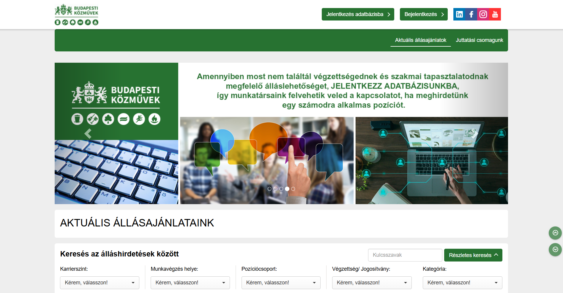 Budapesti Közművek - weboldal készítés - karrier