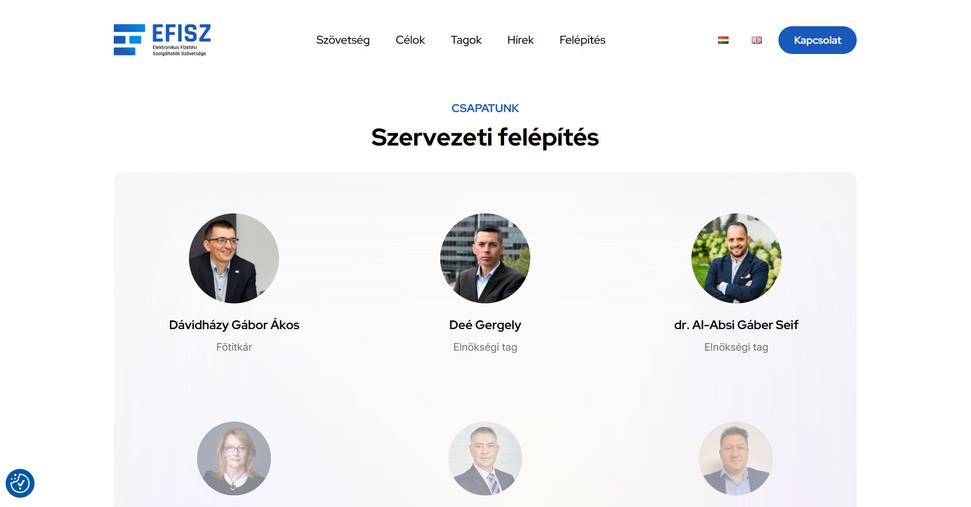 EFISZ weboldal - csapat
