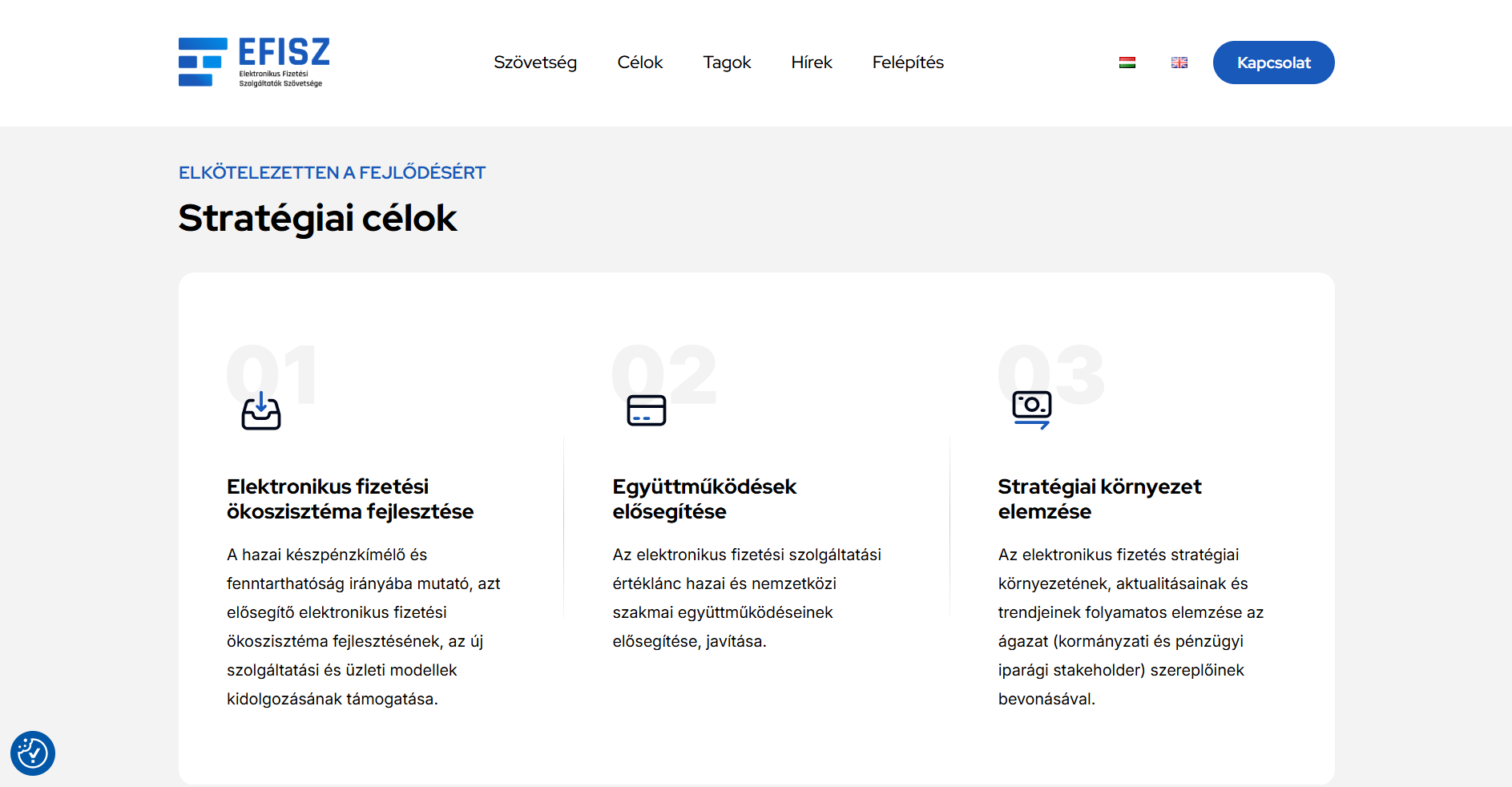 EFISZ weboldal - stratégiai célok
