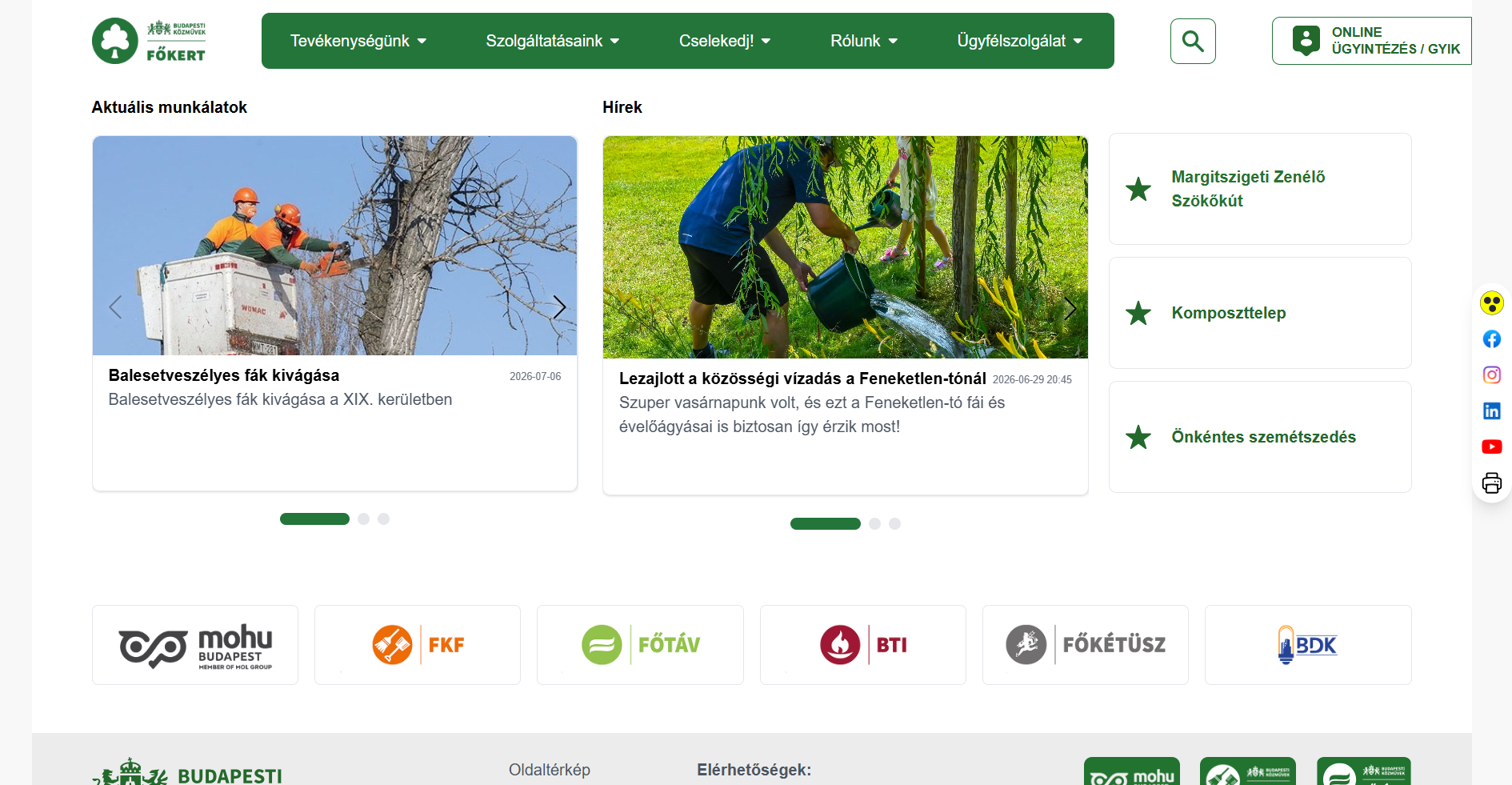 Budapesti Közművek - Főkert divízió főoldal