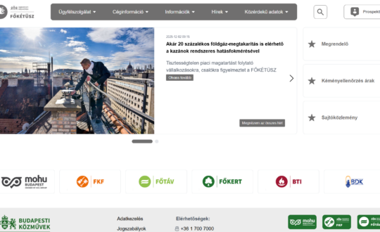 Budapesti Közművek Főkétüsz Divízió weboldal főoldal