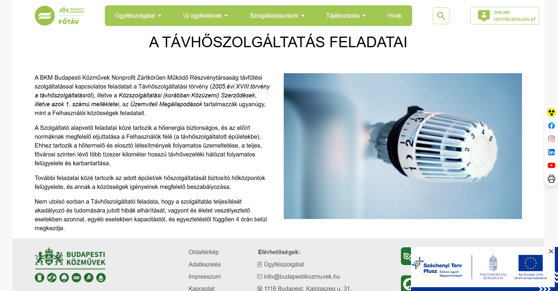 Főtáv weboldal távhő