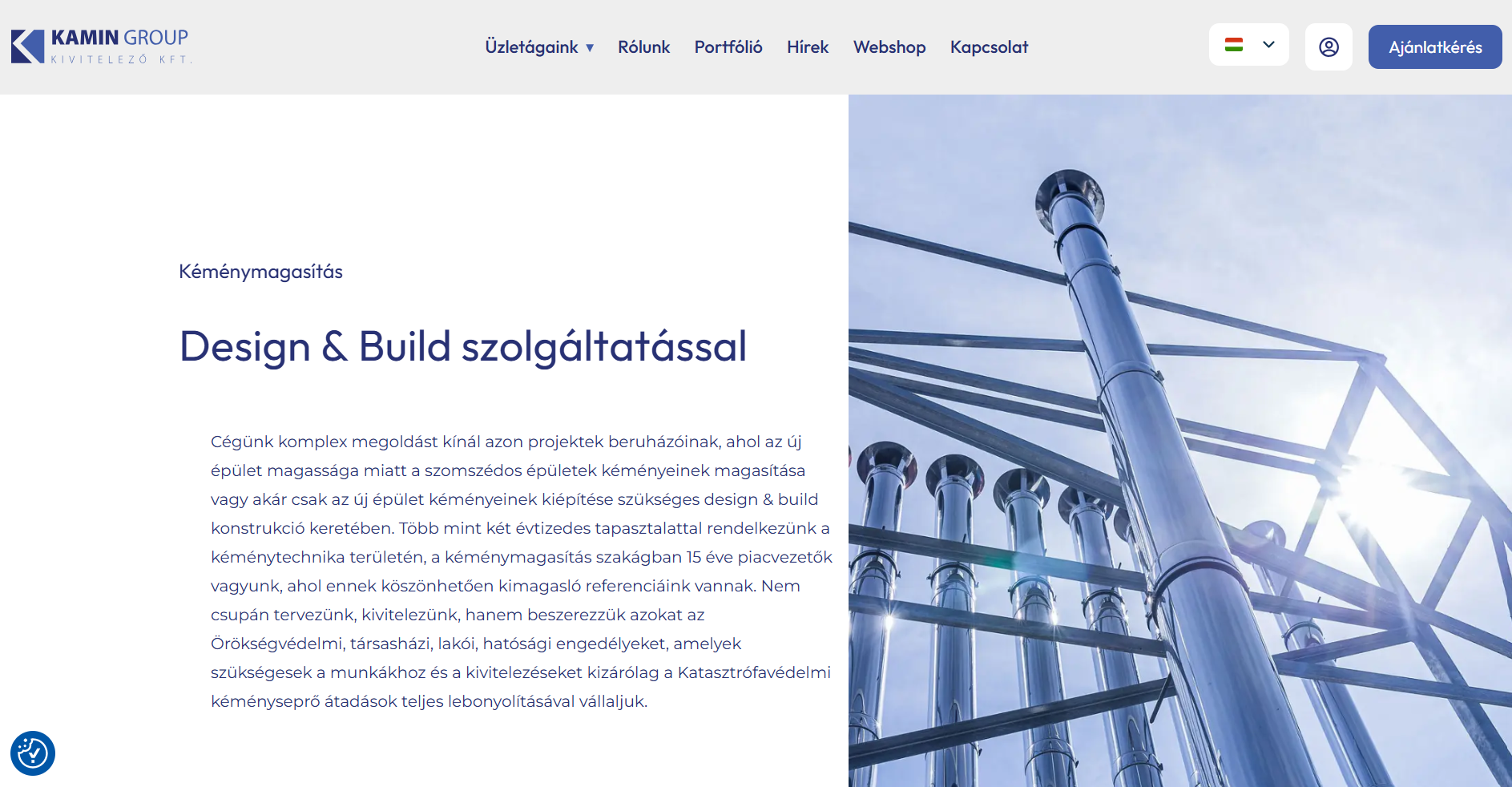 Kamin Group Kft. - weboldal és webáruház készítés - üzletágak bemutatása