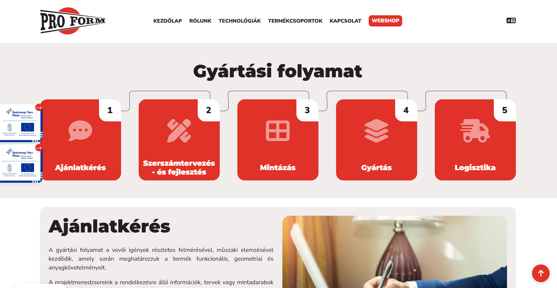 Pro-Form Kft. - weboldal készítés - gyártási folyamatok
