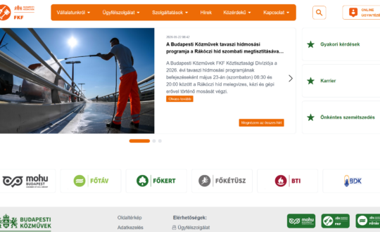 Budapesti Közművek FKF Köztisztasági Divíziója - weboldal készítés - főoldal